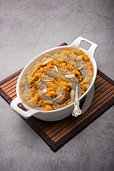 Moong Dal Halwa or Mung Daal Halva is an Indian sweet /Â dessert recipe, garnished with dry fruits